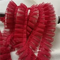2 Yards Mesh Pleated Fabric Lace Sewing Edge Trim Ruffle Ribbon for Home Curtain Wedding Dress Decorative Crafts