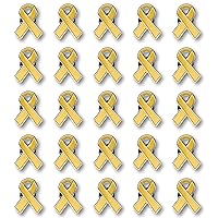 25 Pc Gold Awareness Enamel Ribbon Pins With Metal Clasps - 25 Pins - Show Your Support For Childhood Cancer, Neuroblastoma, Retinoblastoma, Embryonal Rhabdomyosarcoma