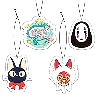 Cute Car Air Fresheners 4Pack (Black Ice Scent) Car Rearview Pendant Spirited Anime Air Freshener for Car Fans Gift Hanging Accessories Decor