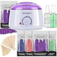 Waxing Kit for Women Men, NYANDU Wax Warmer for Hair Removal, 17.6 oz Wax Beads (5 Packs), Hard Wax Kit for Coarse Hair Facial Eyebrow Legs Armpit Bikini Brazilian, Professional Home Wax Machine