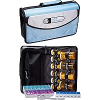 Med Manager Compact Medicine Organizer and Pill Case, Holds (10) Pill Bottles - (6) Standard Size and (4) Large Bottles, Light Blue, 12 x 6 x 3 inches