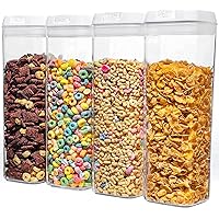 Airtight Food Storage Containers - 4Pcs - Pantry Organization and Storage- BPA-Free - Cereal Containers Storage Set - for Cereal, Corn Flakes, Pasta, Spaghetti, Sugar & Flour