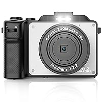 Vlogging Camera, 4K 48MP Digital Camera with WiFi, Free 32G TF Card & Hand Strap, Auto Focus & Anti-Shake, Built-in 7 Color Filters, Face Detect, 3'' IPS Screen, 140°Wide Angle, 18X Digital Zoom AC-07