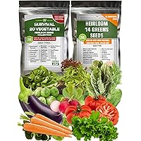 Heirloom Lettuce Greens and Vegetable Seeds for Gardening - Non-GMO USA Grown - Total 34 Seed Varieties for Indoor and Outdoor Planting - Easy to Grow