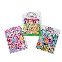 Melissa & Doug Puffy Sticker Activity Books Set: Princess, Mermaid, Fairy - 180+ Reusable Stickers - Reusable Dress Up Doll Stickers, Restickable Puffy Stickers For Kids Ages 4+
