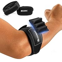 CAMBIVO Elbow Brace for Men and Women, 2 Pack Compression Elbow Brace with Pads for Tendonitis, Tennis & Golfer's Elbow, Arthritis, Bursitis, Pain Relief, Workout,(One Size, Black)