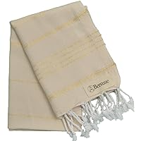 Bersuse 100% Cotton Anatolia Turkish Hand Towel - 23x43 Inches, Natural Gold