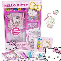 Hello Kitty DIY Glitter Micro Journal by Horizon Group USA, 40+ Stationery Accessories Including Hello Kitty Stickers, Surprise Keychain, Interchangeable Binder Discs, Squishy Glitter Cover & More