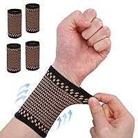Copper Wrist Compression Sleeves, Wrist Compression Supports Comfortable and Breathable for Arthritis, Workout, Carpal Tunnel, Wrist Support for Women and Men 2Pair