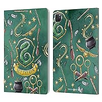 Head Case Designs Officially Licensed Harry Potter Slytherin Pattern Deathly Hallows XIII Leather Book Wallet Case Cover Compatible with Apple iPad Pro 11 2020/2021 / 2022