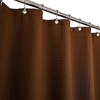 Barossa Design Waffle Weave Shower Curtain Hotel Luxury Spa, 230 GSM Heavy Duty Fabric, Water Repellent, Brown, 71x72 Inch