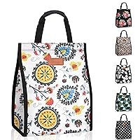 Lunch Bags for Women Insulated Reusable Lunch Tote with Internal Pocket, Lunch Tote bag for Work (Colorful Flowers)