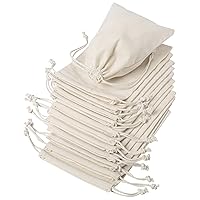 DR 100 Percent Cotton Muslin Drawstring Bags 12-Pack For Storage Pantry Gifts, Birthday (5 x 7 inch - 12 pack, Beige)