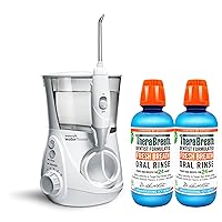 Waterpik Aquarius Water Flosser Professional With 7 Flossing Tips & TheraBreath Fresh Breath Dentist Formulated Oral Rinse, ICY Mint, 16 Ounce (Pack of 2)
