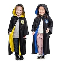 Little Adventures Blue & Yellow Hooded Wizard Robe Dress Up Costume Set (S/M Age 1-5) - Machine Washable Child Pretend Play