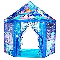 Christmas Princess Mermaid Play Tent - Large Playhouse for 2-10 Year Old Girls, Indoor Outdoor Castle Toy for Toddlers