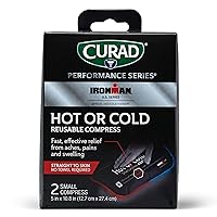 Curad Ironman Hot or Cold Reusable Compress, Reusable Ice Pack for Injuries, Small Compress is 5 in x 10.8 in, 2 Count