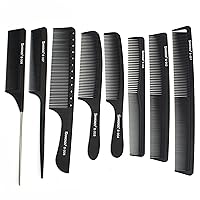 White/off white combs, high-temperature anti-static hair combs, women's, men's, and children's hairdressers 8-piece set/10 piece set (Black)