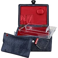 SINGER Large Sewing Basket Denim with Matching Zipper Pouch