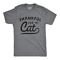 Mens Thankful for My Cat Tshirt Funny Cute Pet Kitten Thanksgiving Novelty Graphic Tee