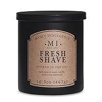 Manly Indulgence Fresh Shave Jar Candle 16.5 oz - Musk, Vanilla & Bergamot - Woodsy Amber & Cedarwood - Up to 60 Hour Burn - Soy Blend Wax, USA Poured