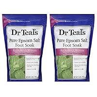 Dr. Teal's Pure Epsom Salt Foot Soak Solution Gift Set (2 Pack, 2lbs ea.) - Revitalize & Refresh with Cooling Peppermint - Essential Oils & Baking Soda Ease Aches & Pains and Eliminate & Prevent Odor