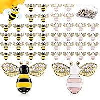 40 PCS Bee Charm Pendants Yellow Pink Alloy Enamel Honeybee Bead with Rhinestone Decoration with Plastic Box Embellishments for DIY Craft Supplies Jewelry Making Earring Necklace Bracelet