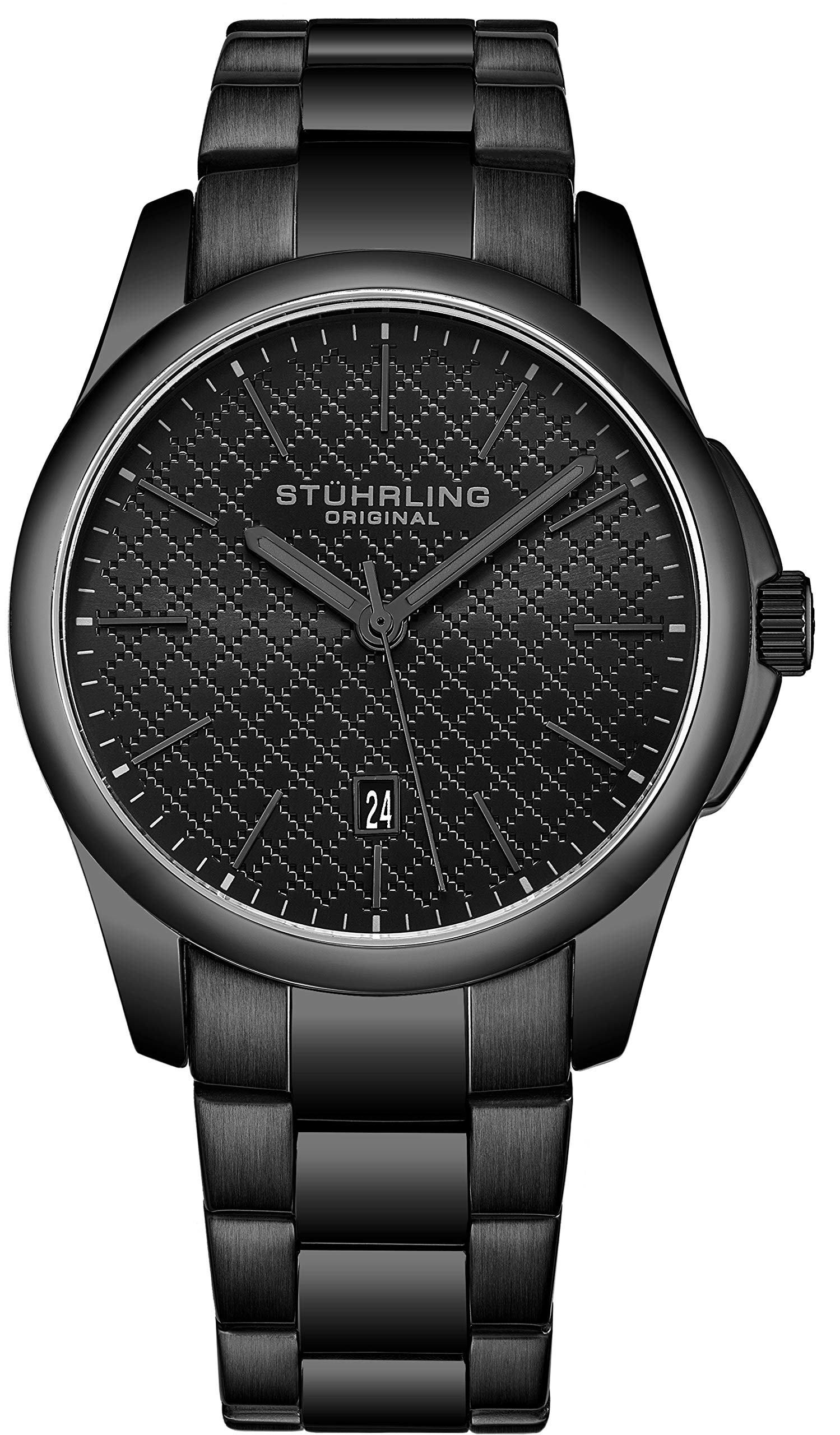 Stuhrling Original Mens Slim Dress Watch Stainless Steel Case and Band - Black Sport Watches Analog Watch Dial with Date - Minimalist Design for Me...