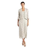R&M Richards womens Two Piece Lace Long Jacket Missy Special Occasion Dress, champagne, 6 US