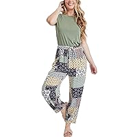 Royalty For Me Women’s Drawstring Casual Summer Boho Beach Mid-Rise Rayon Jogger Pant with Pleated Hem,PW004,L