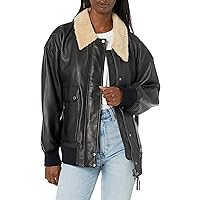 HUDSON Women's Oversized Leather Bomber Jacket