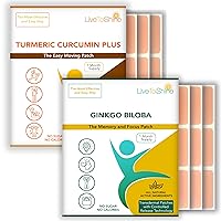Turmeric Curcumin and Ginkgo Biloba Patch Bundle - 2 Packs - Muscle and Bone Strength and Relief - Memory and Focus Booster - Improved Mood - 30 Day Supply Each Pack - USA Made