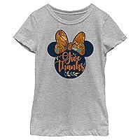 Disney Minnie Mouse Give Thanks Fall Logo Girls Heather T-Shirt