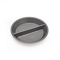 Chicago Metallic Professional Non-Stick Split Decision Pie Pan, Create either a traditional full-sized pie, 1 half pie, or 2 halves with the use of a divider 9-Inch, Gray