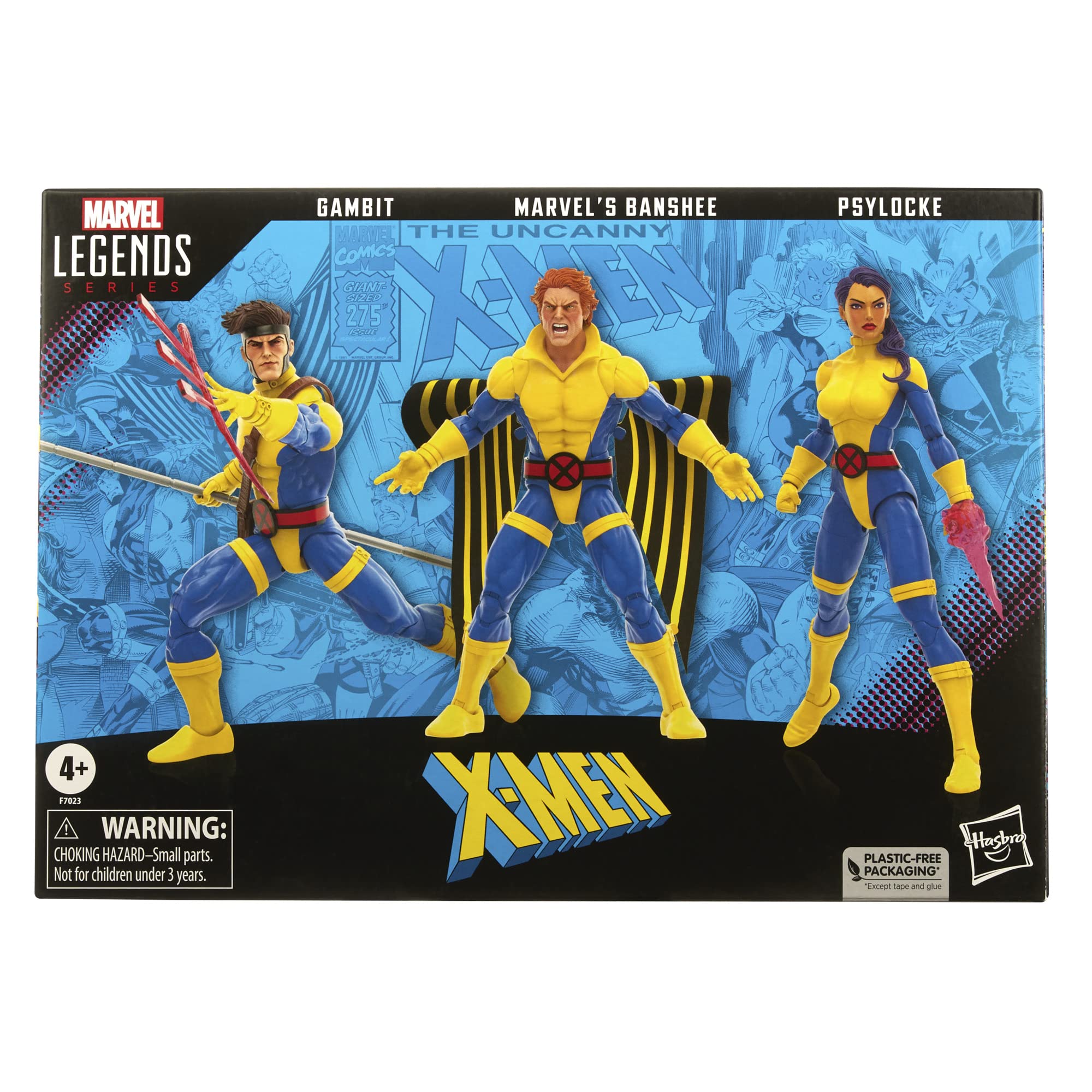 Marvel Legends Series Banshee, Gambit, & Psylocke X-Men 60th Anniversary Action Figure Set, 6-Inch