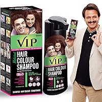 VIP 5 in 1 Hair Colour Shampoo base Hair Color Shampoo, Brown 180ml Brown