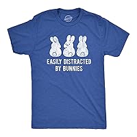 Mens Easily Distracted by Bunnies T Shirt Funny Rabbit Party Gift for Basket