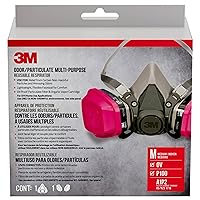 3M Household Multi-Purpose Respirator, Includes: 1 Facepiece and 1-Pair Organic Vapor Respirator Cartridges with P100 Particulate Filter
