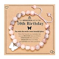 UNGENT THEM 6-18 Year Old Girls Birthday Butterfly Gifts, Butterfly Natural Stone Bracelet for Daughter Granddaughter Niece Teens Girls