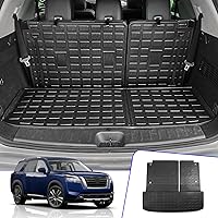 Rongtaod Cargo Mat Compatible with 2022 2023 2024 Nissan Pathfinder Cargo Liner Trunk Mat TPE All Weather Back Seat Cover Protector Pathfinder Accessories (Trunk Mat with Backrest Mat)