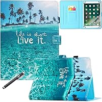 10 Inch Universal Case, GSFY Pretty Folio Stand Protective Case Leather Pocket Cover for Apple/Samsung/Kindle/Huawei/Lenovo/Android/Dragon Touch 9.6 9.7 10 10.1 10.5 Inch Tablet - Island Life