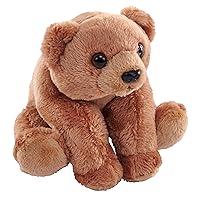 Wild Republic Pocketkins Eco Grizzly Bear, Stuffed Animal, 5 Inches, Plush Toy, Made from Recycled Materials, Eco Friendly