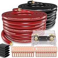 1/0 Gauge Wire (40ft) Copper Clad Aluminum CAA Car Amplifier Power Ground Cable，Automotive Wire, Battery Cable, Car Audio Speaker Stereo with Lugs Terminal Connectors Heat Shrink Tube and Fuse Holder