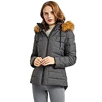 Orolay Women's Winter Down Coat Inner Pocket Snap Puffer Jacket with Fur Hood
