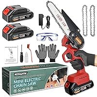 Mini Chainsaw 6 Inch Cordless, 21V Hand Held Mini Chain Saw Battery Powered, Portable Small Electric Chainsaw with 2 Batteries and Charger & 2 Chains, Handheld Chainsaw for Tree Trimming Wood Cutting
