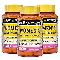 MASON NATURAL Women's Daily Multi Formula with 21 Essential Vitamins and Nutrients, Supports General Wellness and Overall Health, 90 Caplets (Pack of 3)