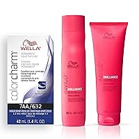 Invigo Brilliance Color Protection Shampoo & Conditioner, For Fine Hair + Permanent Liquid Hair Color for Gray Coverage, 7AA Med Blonde Intense Ash