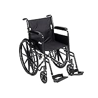 SSP118FA-SF Silver Sport 1 Folding Transport Wheelchair with Full Arms and Removable Swing-Away Footrest, Black