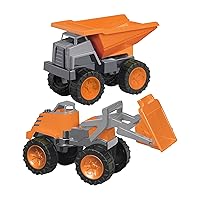 Mega Construction Vehicle Set for Toddlers & Kids Ages 18 Months and Up | Dump Truck & Loader | Made in USA from Safe Plastics | Great for Indoor & Outdoor Play
