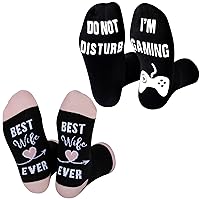 Do Not Disturb I'm Gaming Socks and Unisex Novelty Socks Best Wife Ever Socks for Teen Women